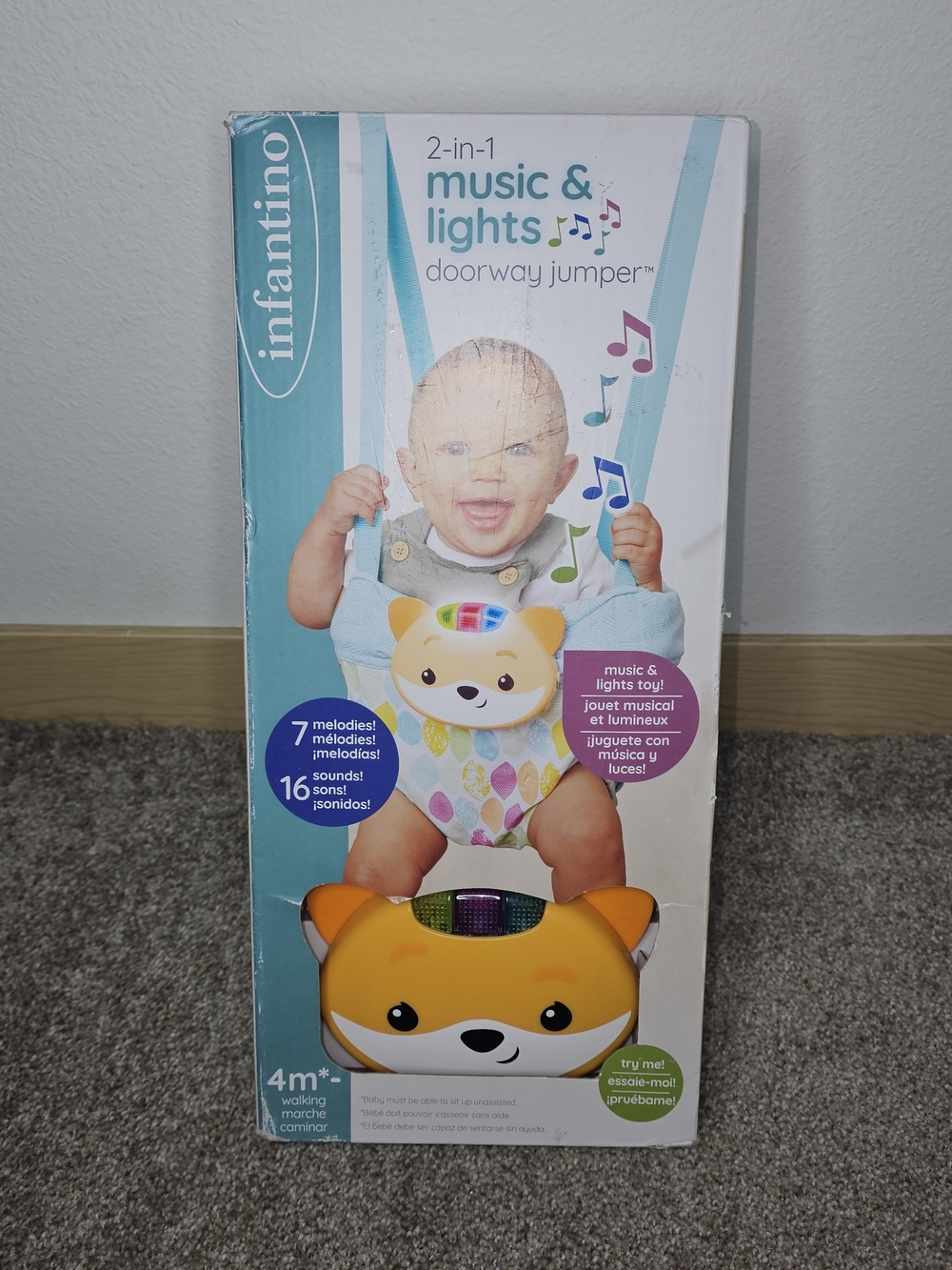 Infantino 2-in-1 Music & Lights Doorway Jumper - Teal/Yellow